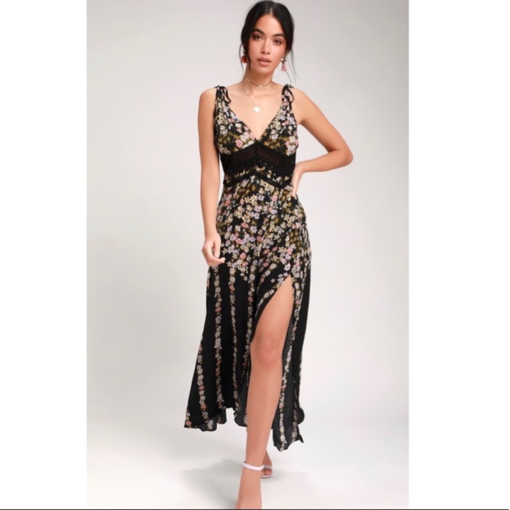 Free People Claire Floral Tie-Strap Maxi Dress